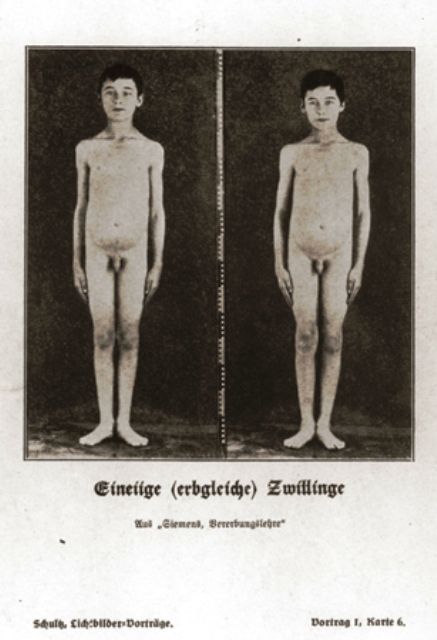 Photographs of a pair of genetically identical twins - on the foundations of the study of heredity